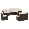 Image de vidaXL Salon de jardin 8 pcs avec coussins marron résine tressée