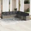 Image de vidaXL Salon de jardin 9 pcs avec coussins gris résine tressée
