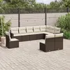 Image de vidaXL Salon de jardin 10 pcs avec coussins marron résine tressée