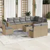 Image de vidaXL Salon de jardin 11 pcs avec coussins beige résine tressée