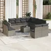 Image de vidaXL Salon de jardin avec coussins 12 pcs gris résine tressée