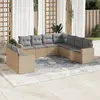 Image de vidaXL Salon de jardin avec coussins 9 pcs beige résine tressée