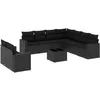 Image de vidaXL Salon de jardin 10 pcs avec coussins noir résine tressée