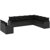 Image de vidaXL Salon de jardin 10 pcs avec coussins noir résine tressée