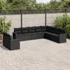 Image de vidaXL Salon de jardin 10 pcs avec coussins noir résine tressée