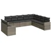 Image de vidaXL Salon de jardin avec coussins 10 pcs gris résine tressée