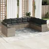 Image de vidaXL Salon de jardin avec coussins 10 pcs gris résine tressée