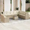 Image de vidaXL Salon de jardin 11 pcs avec coussins beige résine tressée
