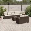 Image de vidaXL Salon de jardin avec coussins 9 pcs marron résine tressée