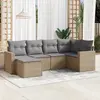 Image de vidaXL Salon de jardin avec coussins 6 pcs beige résine tressée