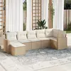 Image de vidaXL Salon de jardin avec coussins 7 pcs beige résine tressée