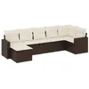 Image de vidaXL Salon de jardin avec coussins 7 pcs marron résine tressée