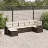 Image de vidaXL Salon de jardin avec coussins 7 pcs marron résine tressée