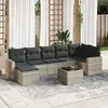Image de vidaXL Salon de jardin 8 pcs avec coussins gris clair résine tressée
