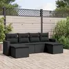 Image de vidaXL Salon de jardin 6 pcs avec coussins noir résine tressée