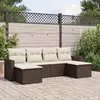 Image de vidaXL Salon de jardin avec coussins 6 pcs marron résine tressée