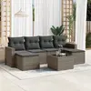 Image de vidaXL Salon de jardin avec coussins 7 pcs gris résine tressée
