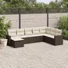 Image de vidaXL Salon de jardin 8 pcs avec coussins marron résine tressée