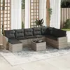 Image de vidaXL Salon de jardin 9 pcs avec coussins gris clair résine tressée