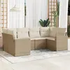 Image de vidaXL Salon de jardin avec coussins 6 pcs beige résine tressée