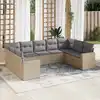 Image de vidaXL Salon de jardin avec coussins 9 pcs beige résine tressée
