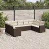 Image de vidaXL Salon de jardin avec coussins 9 pcs marron résine tressée