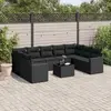 Image de vidaXL Salon de jardin 10 pcs avec coussins noir résine tressée