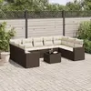 Image de vidaXL Salon de jardin 10 pcs avec coussins marron résine tressée
