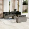 Image de vidaXL Salon de jardin avec coussins 10 pcs gris résine tressée