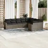 Image de vidaXL Salon de jardin 9 pcs avec coussins gris résine tressée