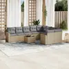Image de vidaXL Salon de jardin avec coussins 10 pcs beige résine tressée