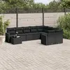 Image de vidaXL Salon de jardin 10 pcs avec coussins noir résine tressée