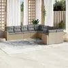 Image de vidaXL Salon de jardin avec coussins 10 pcs beige résine tressée