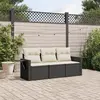 Image de vidaXL Salon de jardin 3 pcs avec coussins noir résine tressée