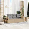 Image de vidaXL Salon de jardin avec coussins 3 pcs beige résine tressée