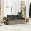 Image de vidaXL Salon de jardin avec coussins 3 pcs gris résine tressée