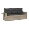 Image de vidaXL Salon de jardin avec coussins 3 pcs gris clair résine tressée
