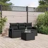 Image de vidaXL Salon de jardin 4 pcs avec coussins noir résine tressée