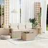 Image de vidaXL Salon de jardin avec coussins 4 pcs beige résine tressée
