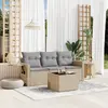Image de vidaXL Salon de jardin avec coussins 4 pcs beige résine tressée