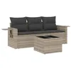 Image de vidaXL Salon de jardin 4 pcs avec coussins gris clair résine tressée