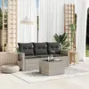 Image de vidaXL Salon de jardin 4 pcs avec coussins gris clair résine tressée