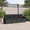 Image de vidaXL Salon de jardin 4 pcs avec coussins noir résine tressée