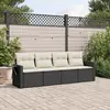 Image de vidaXL Salon de jardin 4 pcs avec coussins noir résine tressée