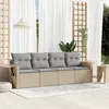 Image de vidaXL Salon de jardin avec coussins 4 pcs beige résine tressée