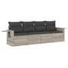 Image de vidaXL Salon de jardin 4 pcs avec coussins gris clair résine tressée