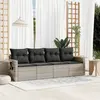 Image de vidaXL Salon de jardin 4 pcs avec coussins gris clair résine tressée