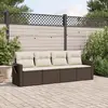 Image de vidaXL Salon de jardin 4 pcs avec coussins marron résine tressée