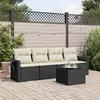 Image de vidaXL Salon de jardin 5 pcs avec coussins noir résine tressée
