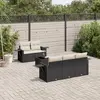 Image de vidaXL Salon de jardin 6 pcs avec coussins noir résine tressée